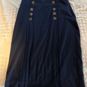 Banana Republic Navy Buttoned Pencil Skirt
